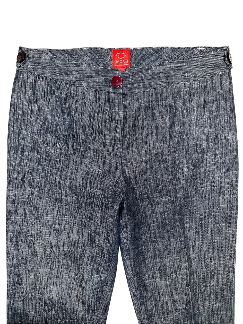 Vintage Oscar by Oscar De La Renta Women’s 12 Dark Chambray Denim Trouser Pant - Picture 3 of 14